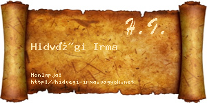 Hidvégi Irma névjegykártya