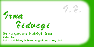 irma hidvegi business card