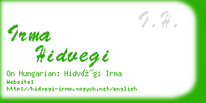 irma hidvegi business card